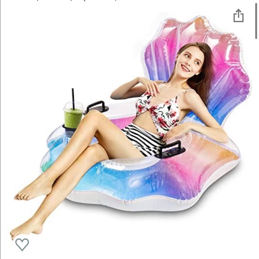New Inflatable River Run Pool Tube Pool float w/ Mesh Bottom/Handles/Cup Holder